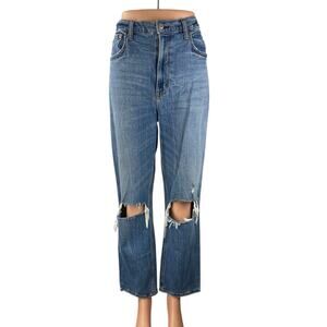 Abercrombie & Fitch Blue Distressed Ultra High Rise Straight Denim Jeans Size 30